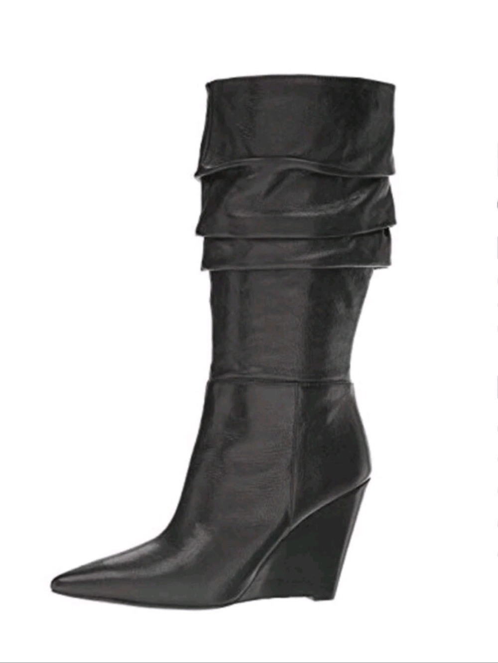 Nine West Black Vernese Genuine Leather Pointy Mid-Calf Boot . Size 9 1/2 M
